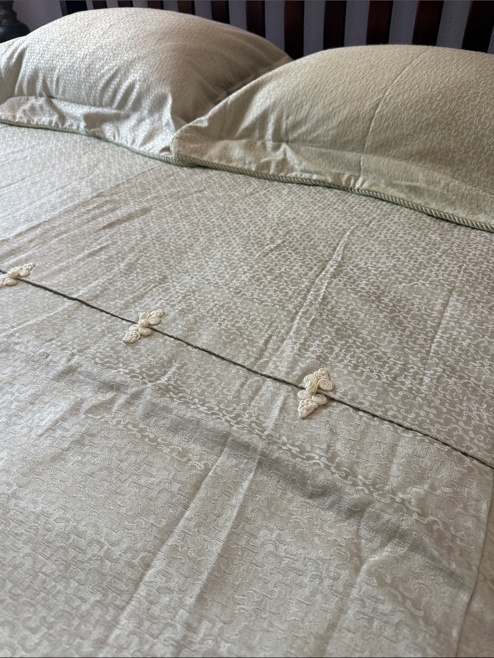 Vintage Soft Mint Bedding Set-1 Queen Size Duvet, 2 Standard size Pillow Shams